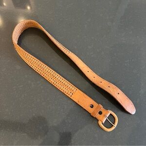 VINTAGE Handmade Cognac Colour Double Braided Leather Belt Sz: 34